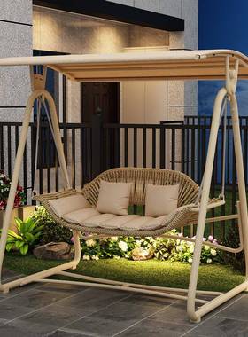 户外秋千吊椅别墅庭院花园摇椅露台阳台民宿躺椅网红室外双人吊床