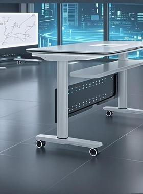 折叠会议桌可移动带轮长条桌会议室办公桌子课桌培训机构桌椅组合