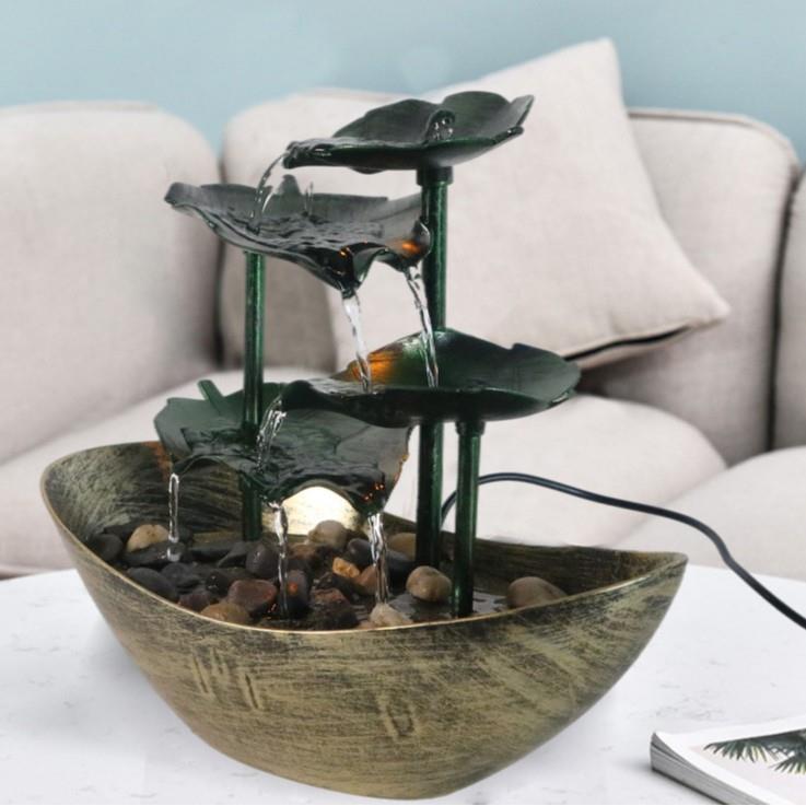 摆件灯循环流水喷泉装饰创意USB桌面摆件灯风水招财LED灯