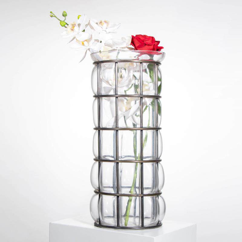 梵茜简约现代创意透明玻璃花器样板间客厅桌面装饰品水培花瓶