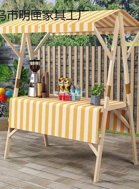 集市摊位木质活动棚架夜市摆摊小推车布艺户外折叠货架小吃展示架