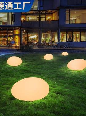 造景石头灯装饰绿植景观灯小区花园庭院灯网红造景太阳能草坪灯