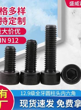 12.9级内六角螺丝DIN912全牙杯头高强度圆柱头内六角螺栓M18-M48