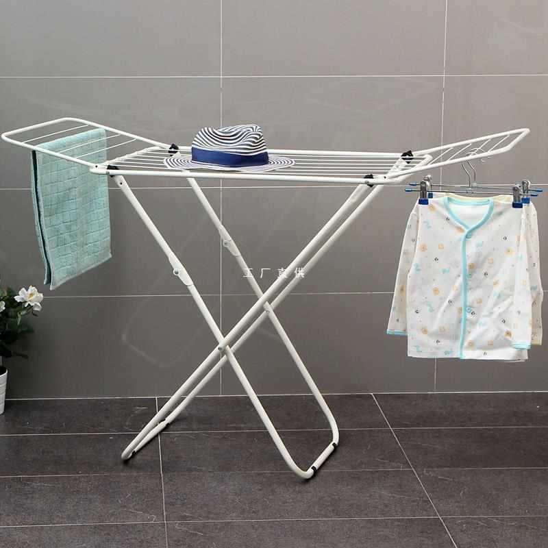 落地折叠晾衣服架室内阳台翼形简易家用毛巾凉晒被子杆户外晒衣架