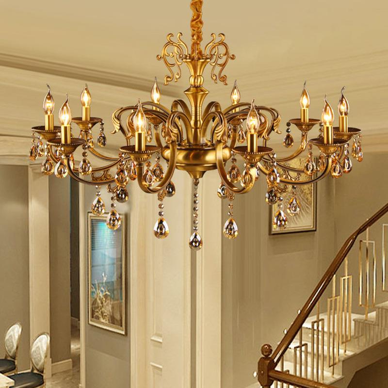 欧式花枝艺术创意蜡烛吊灯欧式复古客厅餐厅卧室全铜灯具9268