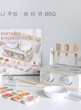 儿童益智过家家类男女孩儿木制玩具厨房烧烤仿真做饭玩具兴趣培养