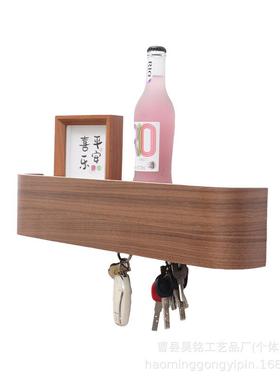 壁挂式多层一体置物架客厅入户门实木收纳架隐藏墙壁衣帽挂衣架