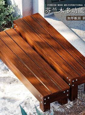 室外门口实木台阶脚踏户外二步阶梯楼梯木踏步木制地面台加J&