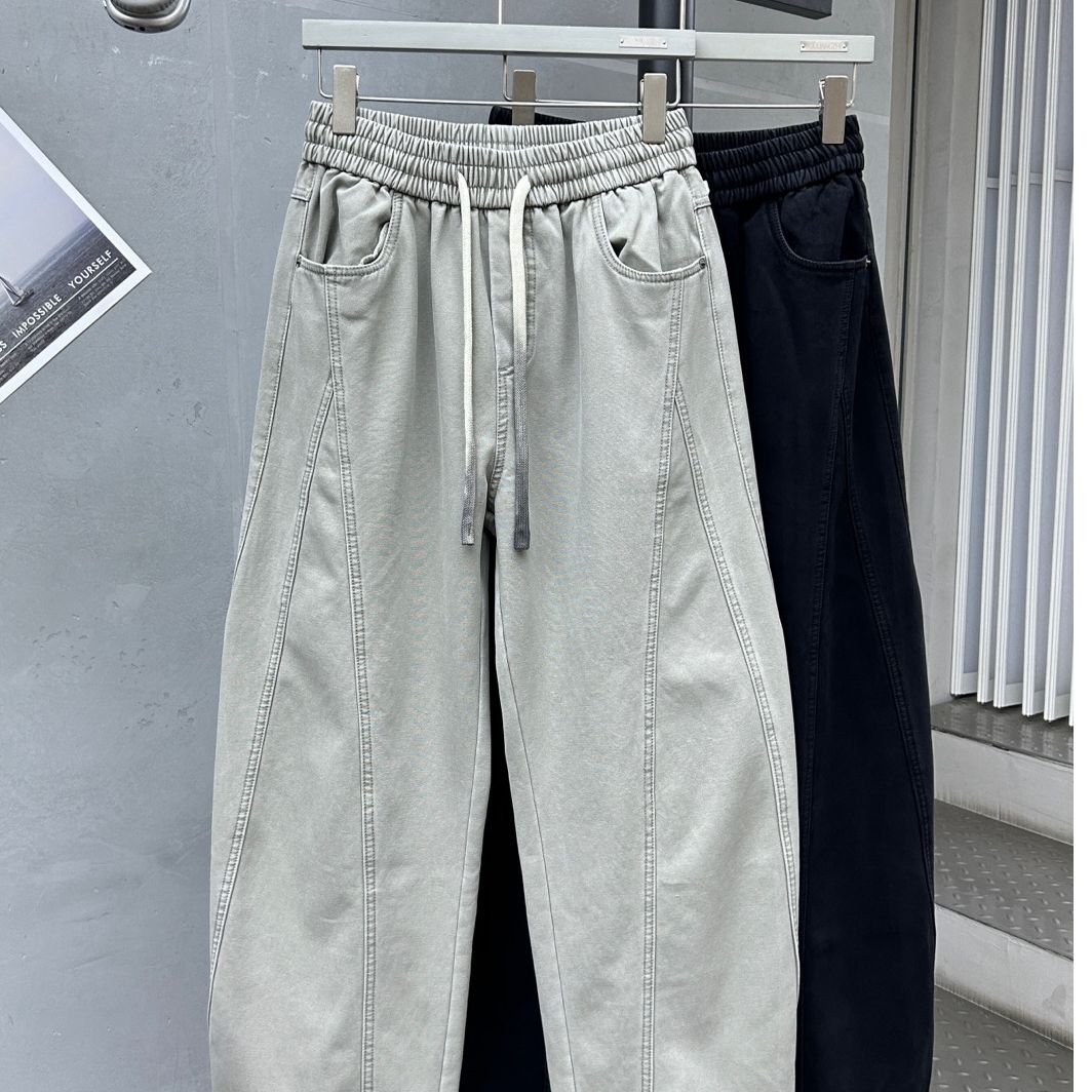 502 素劲2 冬季潮牌男女加绒弯刀切割风牛仔裤 KZ3005