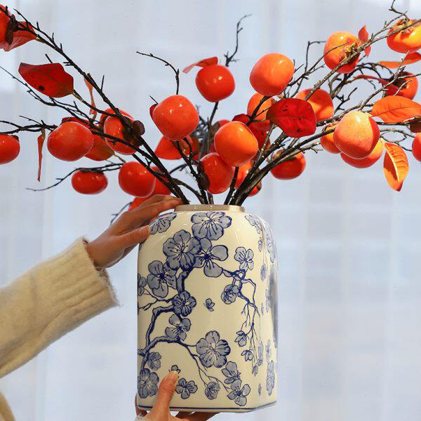 新中式青花瓷陶瓷花瓶高级感客厅水培插花瓶桌面装饰品梅花储物罐