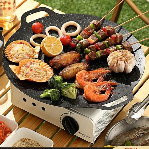 户外麦饭石卡式炉烤肉盘烧烤盘烤肉锅韩式铁板烧家用电磁炉煎烤盘