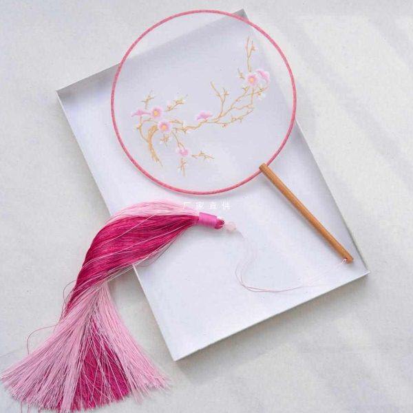 桃花挽月舞扇子长流苏国风古典舞圆扇刺绣花团扇跳舞桃花扇子,居家日用,扇子,淘宝优惠券,粉丝福利购,淘宝优惠卷