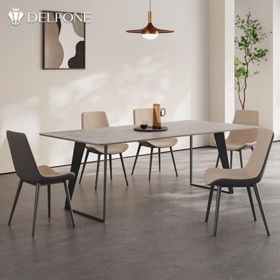 德利丰岩板餐桌椅组合新款小户型家用现代简约意式极简长方形饭桌
