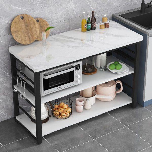 岩板厨房置物架切菜桌落地多层家用操作台微波炉烤箱收纳架储物架,厨房/烹饪用具,微波炉置物架,淘宝优惠券,粉丝福利购,淘宝优惠卷