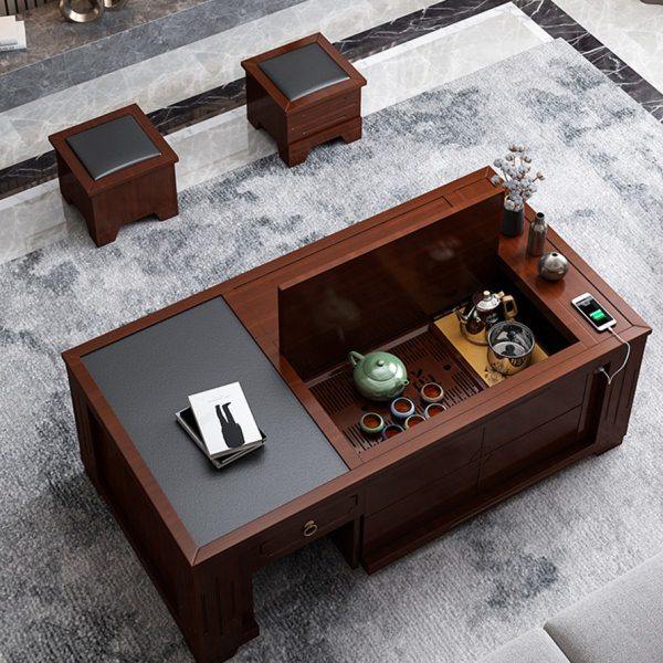 多功能茶几火烧石两用升降功夫茶台简约现代客厅小户型办公室茶桌