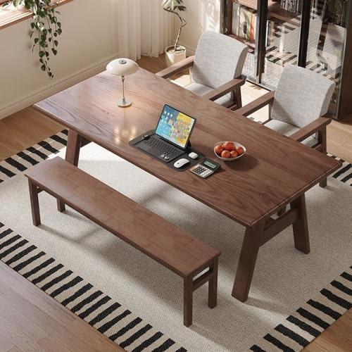 实木大板桌家用客厅大长书桌家庭休闲阅读桌子餐桌一体两用工作台