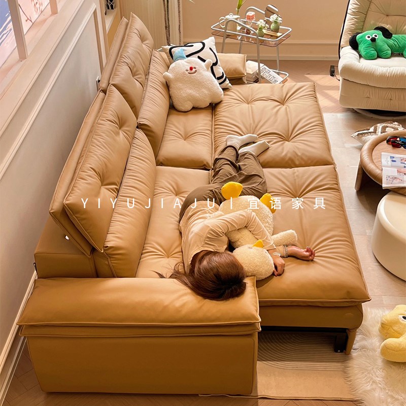零靠墙头等舱电动多功能头层牛皮可调节真L皮沙发床奶油风直排沙