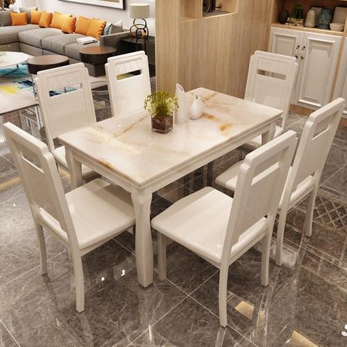 大理石餐桌椅组合现代简约家用4人6人饭桌子小户型轻奢实木餐桌