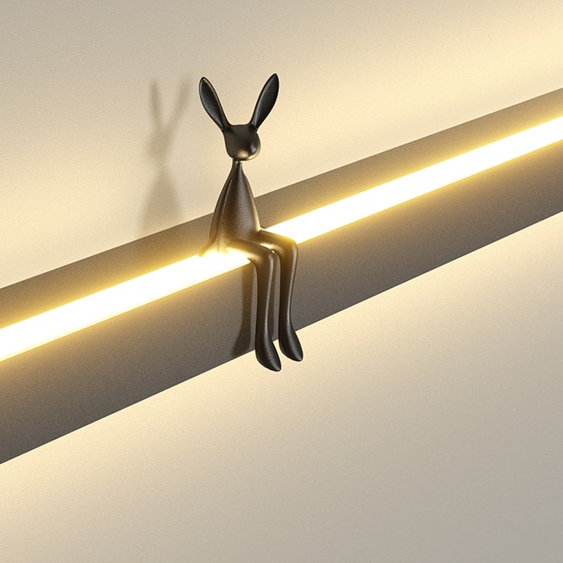 简约现代样板房客厅酒店大堂创意黑白长耳朵大白兔U子软装饰品摆