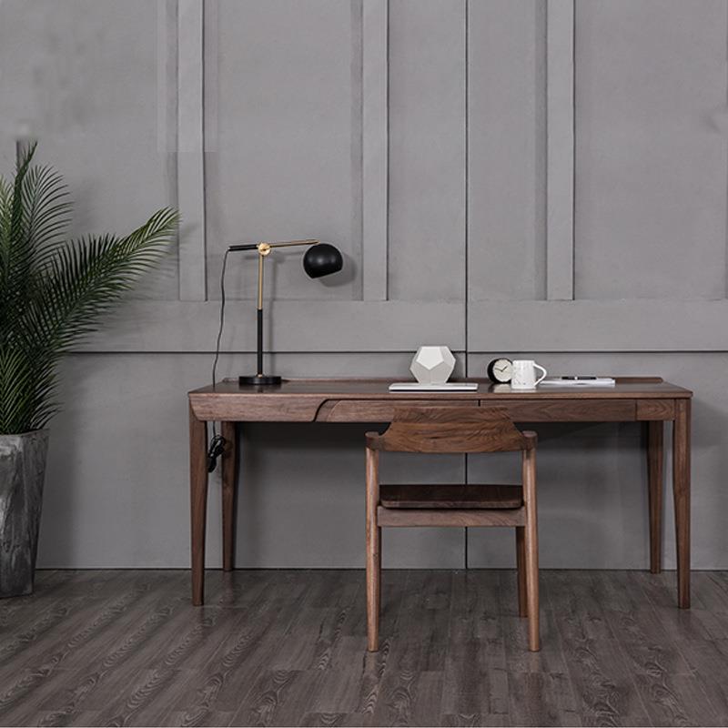 全实木黑胡桃木书桌简约现代樱桃木办公电脑桌书房写字台办公桌