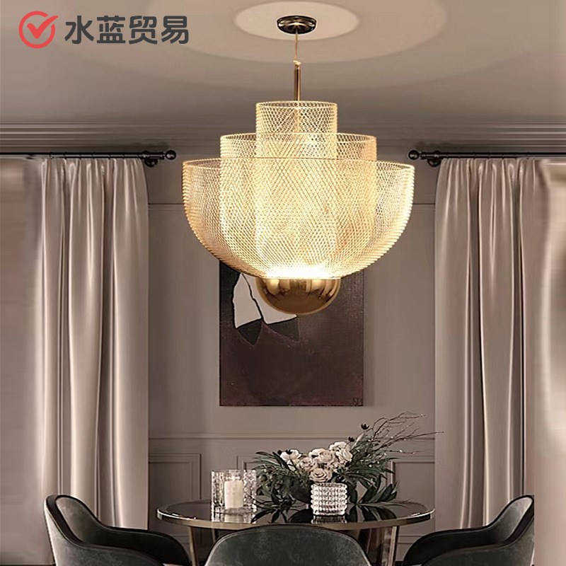新款北欧现代网红金色吊灯展厅餐厅咖啡厅吧O台复式轻奢艺术个性