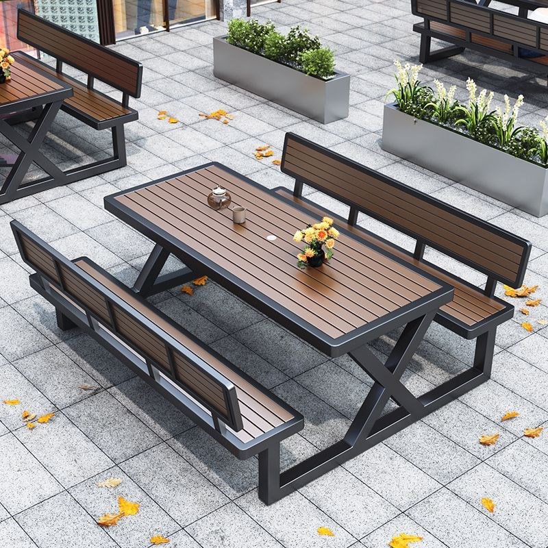 塑木户外长桌组合 露天庭院阳台防腐桌椅Y 网红同款