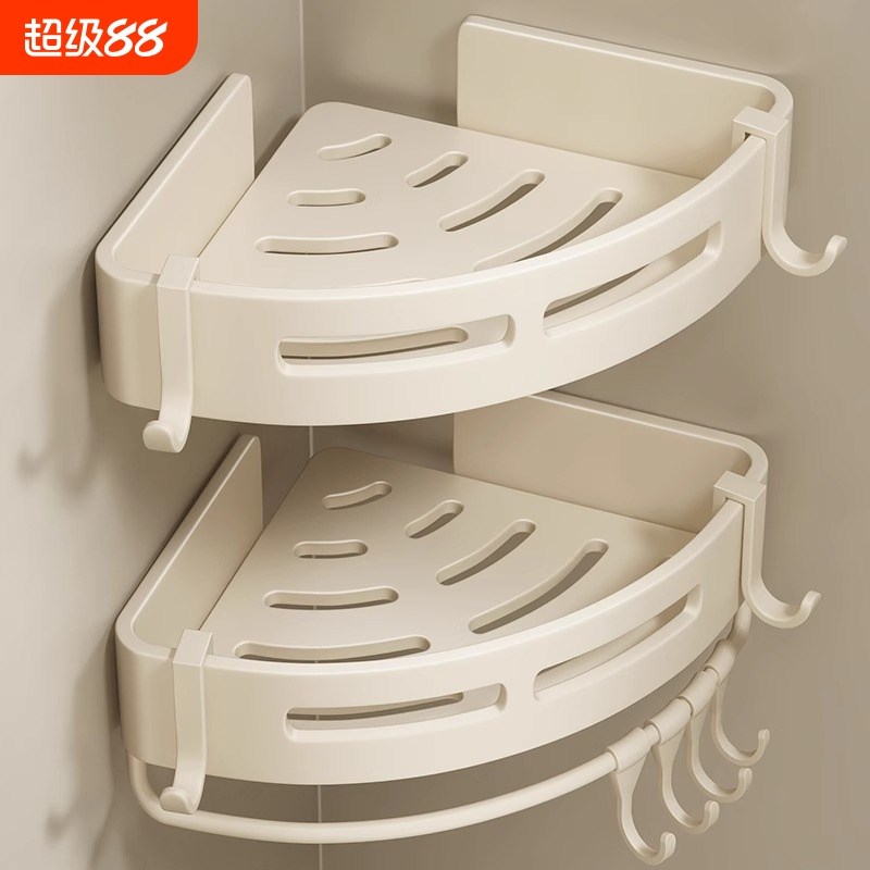 免打孔卫b生间浴室三角置物架壁挂式厕所洗手间洗漱台墙上收纳架