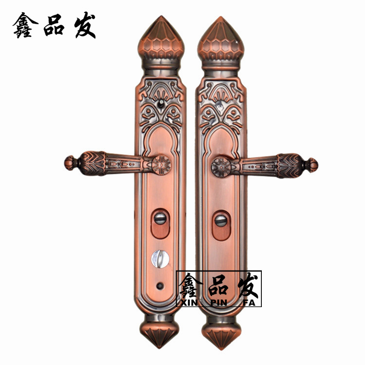 豪华红古铜防盗门拉手大把手欧式拉手入N户门锁铁面板铝手柄