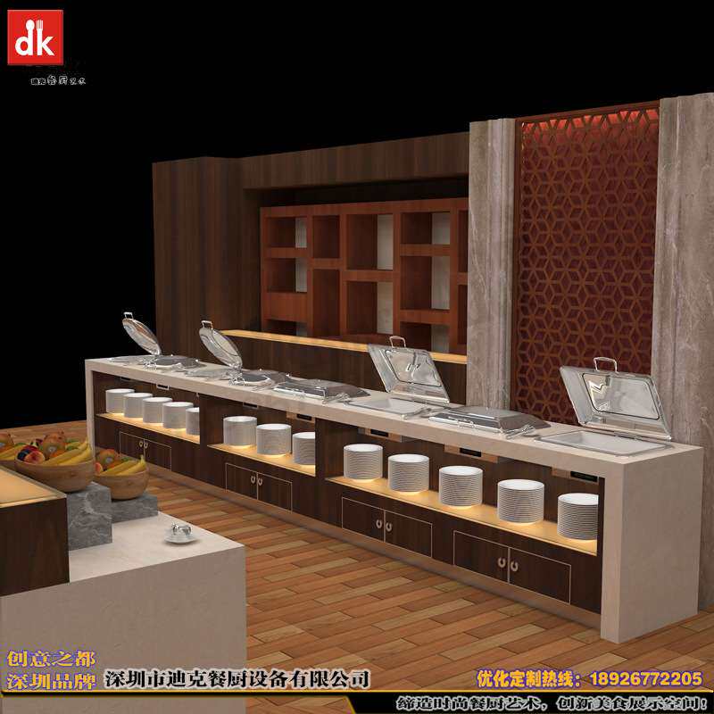 餐饮酒店家具设计制作 自助餐台取餐台 员工食堂布菲台打餐台设备