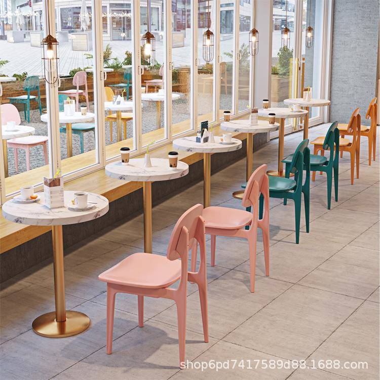 塑料椅子快餐厅食堂饭店桌椅组合靠墙卡座商用塑料椅现代简约