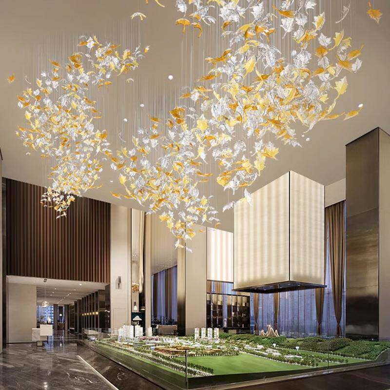 复式楼梯挑空跃层吊灯酒店大堂艺术装饰灯别墅大厅售楼部沙盘灯具