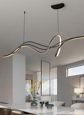 现代简约餐桌灯1.4米极简线条吧台吊灯创意餐厅吊灯led异形灯具