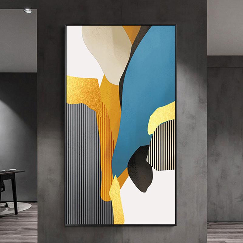 斑驳色块简约现代抽象玄关装饰画艺术色彩竖版壁画大尺寸走廊挂画