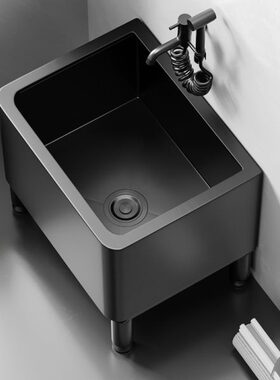 芬驰304不锈钢拖把池酒店KTV卫生间黑色墩布池阳台室外拖把盆家用