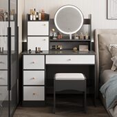 梳妆台卧室现代简约收纳柜一体床边小化妆桌子小户型化妆台化妆镜