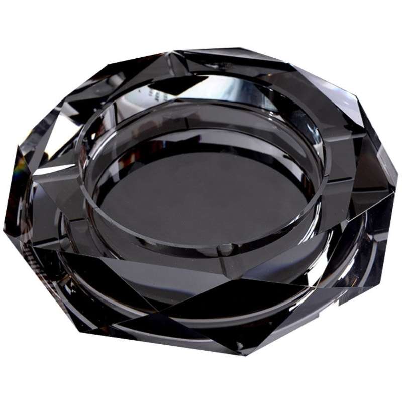 兰诗LAUTEE烟灰缸18tCM黑色水晶玻璃缸办公室酒店宾馆烟灰缸FW