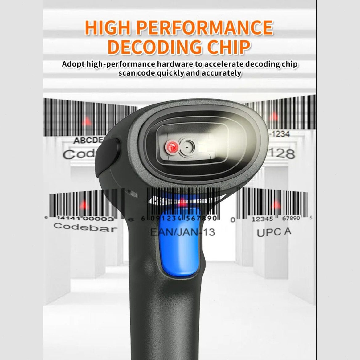 分辨率快速扫描阅读器 Qr 条码扫描仪无线条码扫描仪带充电底座