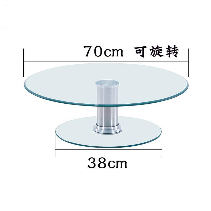餐桌双层转盘钢化玻璃加r高转台二层酒水架酒店展示台圆桌转盘家