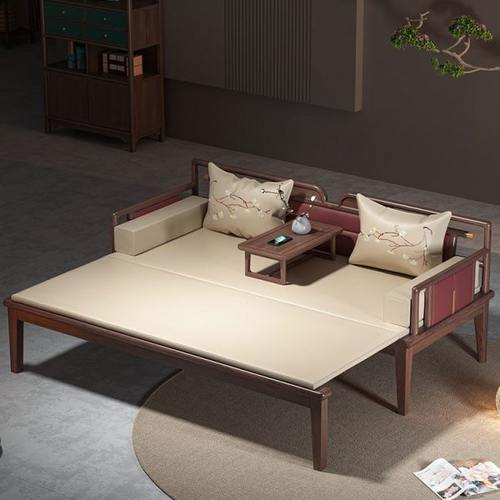 黑胡桃罗汉床新中式实木推拉白蜡木小户型客厅沙发床榻现代贵妃榻