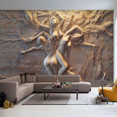 电视背景墙壁纸5D立体壁画影视墙客厅卧室墙布欧式浮雕墙纸壁布8d