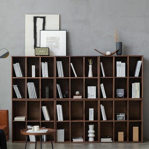 北欧实木组合书柜轻奢型日式简约黑胡桃木书架书房经济型满墙定制