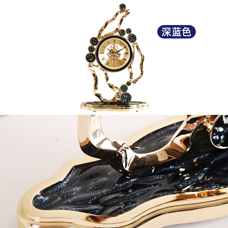 轻奢座钟家用台式客厅创意t时尚欧式钟表静音时钟现代简约摆件台