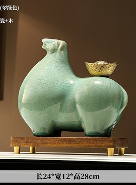 马上有钱摆件陶瓷招财老板办v公室客厅桌面高档家居装饰品开业礼