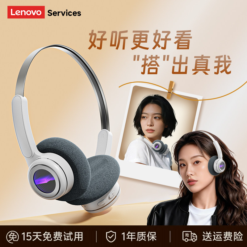 联想LS113蓝牙无线耳机头戴式2026年新款降噪高音质游戏电竞带麦