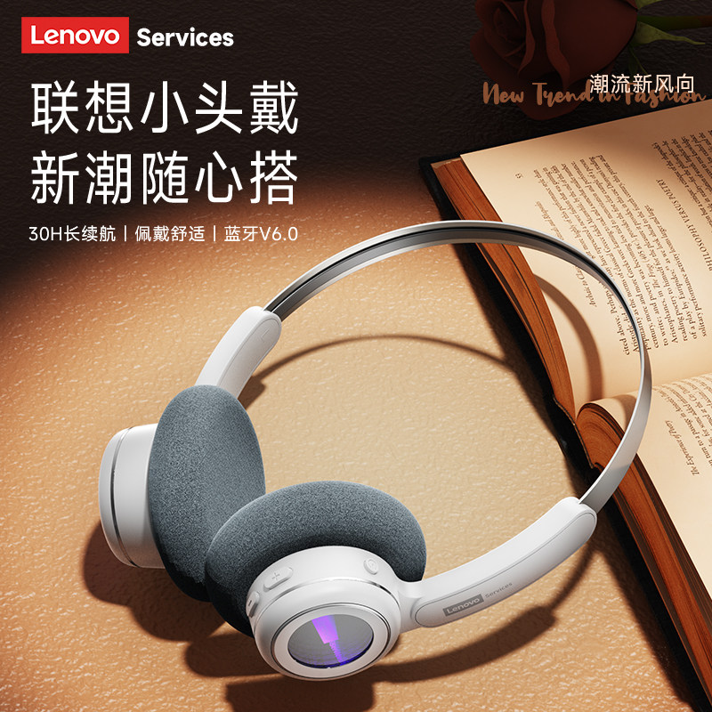联想LS113蓝牙无线耳机头戴式2026年新款降噪高音质游戏电竞带麦