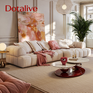 多特莱菲法式布艺沙发直排棉花糖简约客厅泡芙轻奢高级感雪尼尔