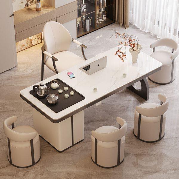 轻奢岩板茶桌椅组合2024新款高端现代高级感阳台茶台美容院泡茶桌,住宅家具,家用茶台/茶桌,淘宝优惠券,粉丝福利购,淘宝优惠卷