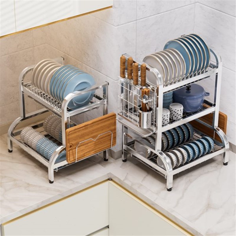 304不锈钢厨房碗碟沥水架置y物架家用多功能放碗架碗盘碗筷收纳盒
