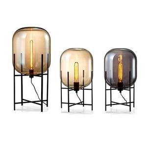 复古落地台灯简约轻奢设计师装饰卧室后现代玻璃客厅冬瓜落地灯