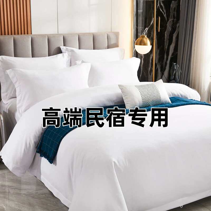 酒店床上四件套加厚亲肤民宿风白色床单被子一整套八件套宾馆被褥